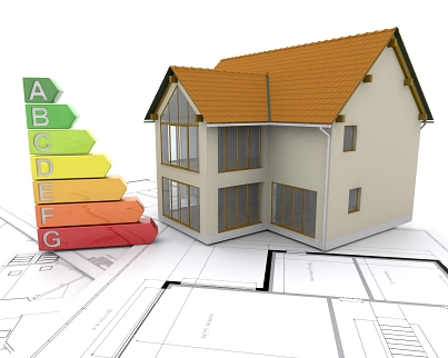 3D-Haus mit Energiebewertungen&nbsp;&copy;&nbsp;Freepik