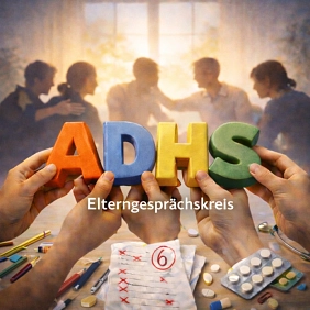 Zusammenhalt von Menschen, die ein ADHS Symbol hochhalten ung gemeinsam stark sind für ihre Kinder&nbsp;&copy;&nbsp;Samtgemeinde Harsefeld