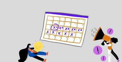 Kalender und zwei Frauen