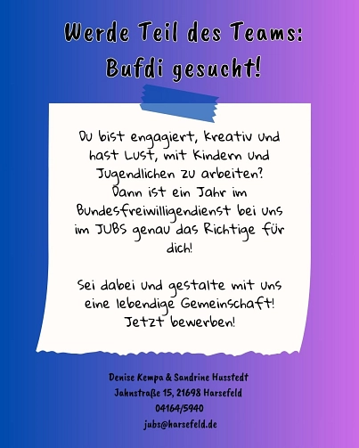 Bufdi gesucht!&nbsp;&copy;&nbsp;Samtgemeinde Harsefeld