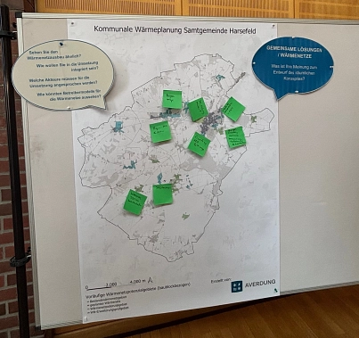 Stellwand mit Ergebnissen der Beteiligungsphase der Kommunalen Wärmeplanung&nbsp;&copy;&nbsp;Samtgemeinde Harsefeld